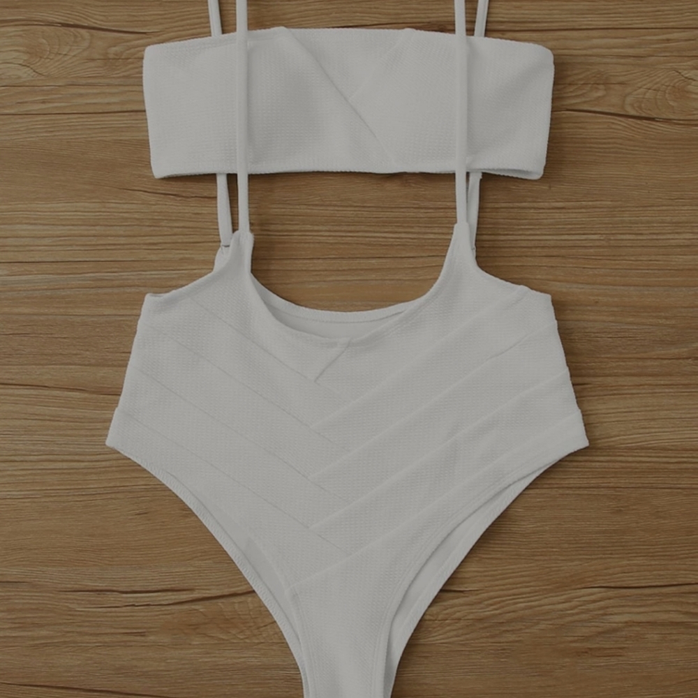 Two piece suspender bathing suit